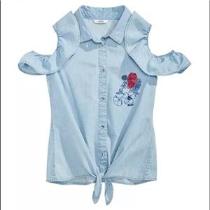 NWT Guess Embroidered Front Tie Off-Shoulder Top